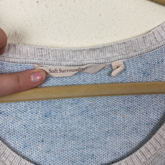 Soft Surroundings | Grey Blue Floral Oasis Crewneck Sweater M - Picture 3 of 7